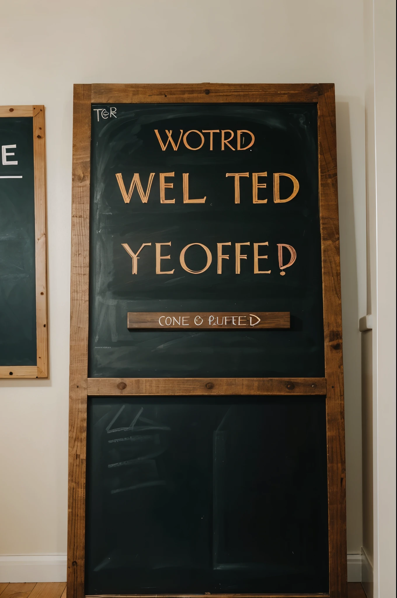 Chalk board with good lettering that says we have the coffee you are looking for
