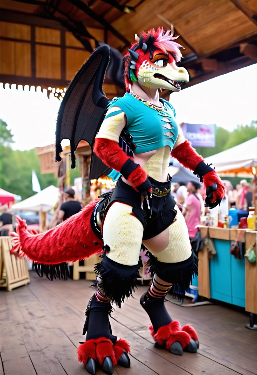 Ultra high resolution, best quality, masterpiece, (involuntary partial transformation), (mid transformation:2), (full body photo:1.6), (a shrunken, terrified, yet aroused male human LARPer fursuiter feathered armored combat wyvern mount piñata fursuit hybrid, transforming in a mexican pinata vendor stall at a ren faire live action roleplay event:1.9), (you shrink into a two foot tall pinata wyvern:1.5), (wearing cursed wyvern pinata mask, oversized muscle shirt, and sweat pants:1.75), (wearing wyvern saddle, riding harness, bridle, and foam platemail barding:1.8), (hanging suspended from ceiling rafters by a pinata rope tied to a small loop on his back:1.5), (human feathered wyvern piñata fursuit partial hybridization:1.85), (the magic wyvern pinata fursuit's frony zipper vanishes as your skin melds with the paper mache:1.4), ((black:1.6) (red:1.75) (pink:1.3) (azul:1.4) (white:1.2):2), (part human:1.8), ((human:1.8) (wyvern fursuit:1.4), (pinata:1.5) hybridization:1.5), (partial feralization:1.8), (real life, photorealistic:2.2), (your arms morph into wings as you try and fail to remove the cursed mask from your face:1.8), (Urbex found footage:1.7), (human face, not furry:1.6), (NSFW:1.85), (pinata-fication suspension bondage transformation:1.5)