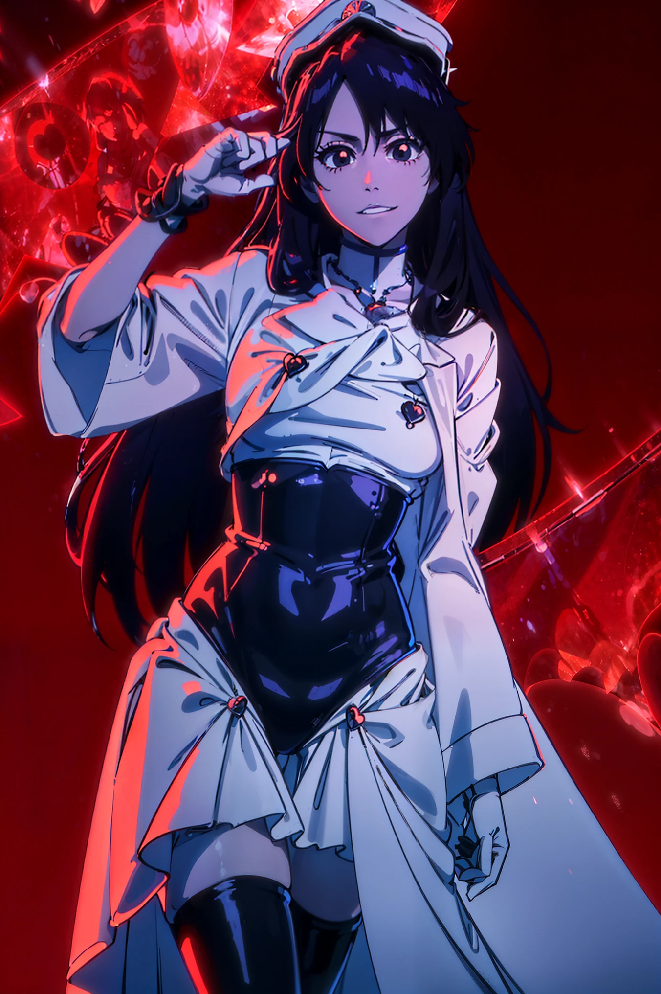 (best quality, masterpiece:1.2), realistic portrait of Chitanda Eru, with long flowing hair, closed mouth, and captivating big eyes, ((dressed in full tight black latex clothes)). She stands gracefully, looking at her outfit a bright smile. The picture showcases impeccable attention to detail, with ultra-detailed rendering of textures, vibrant colors, and sharp focus. The lighting accentuates the richness of the scene, creating a visually stunning and emotionally engaging masterpiece.