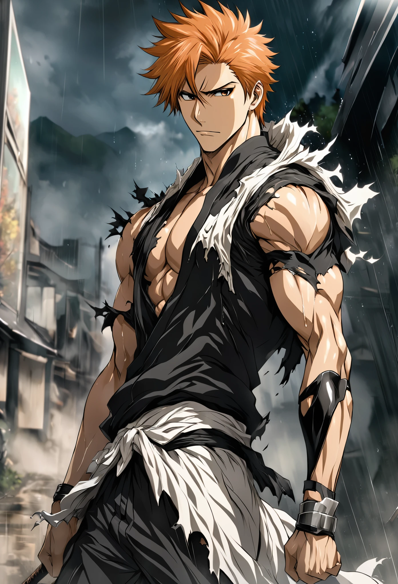 (best quality, masterpiece), ghoul, shirtless, pants, dark tan skin, blade arms, red eyes, vicious, ragged, dyslexic, zombie, desert background