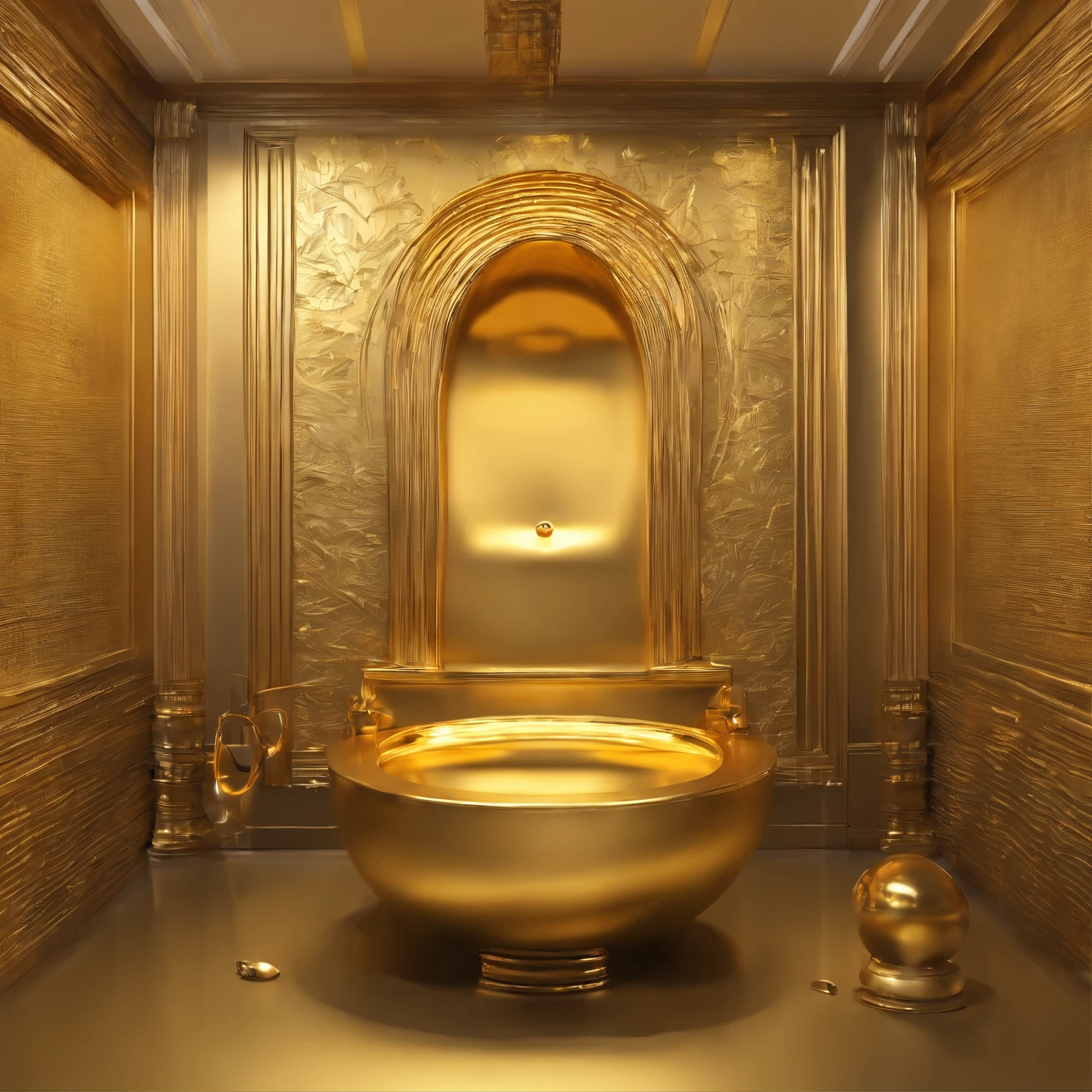 Gold Leaf Art, Fountain by Duchamp:Gilded toilet bowl, 
