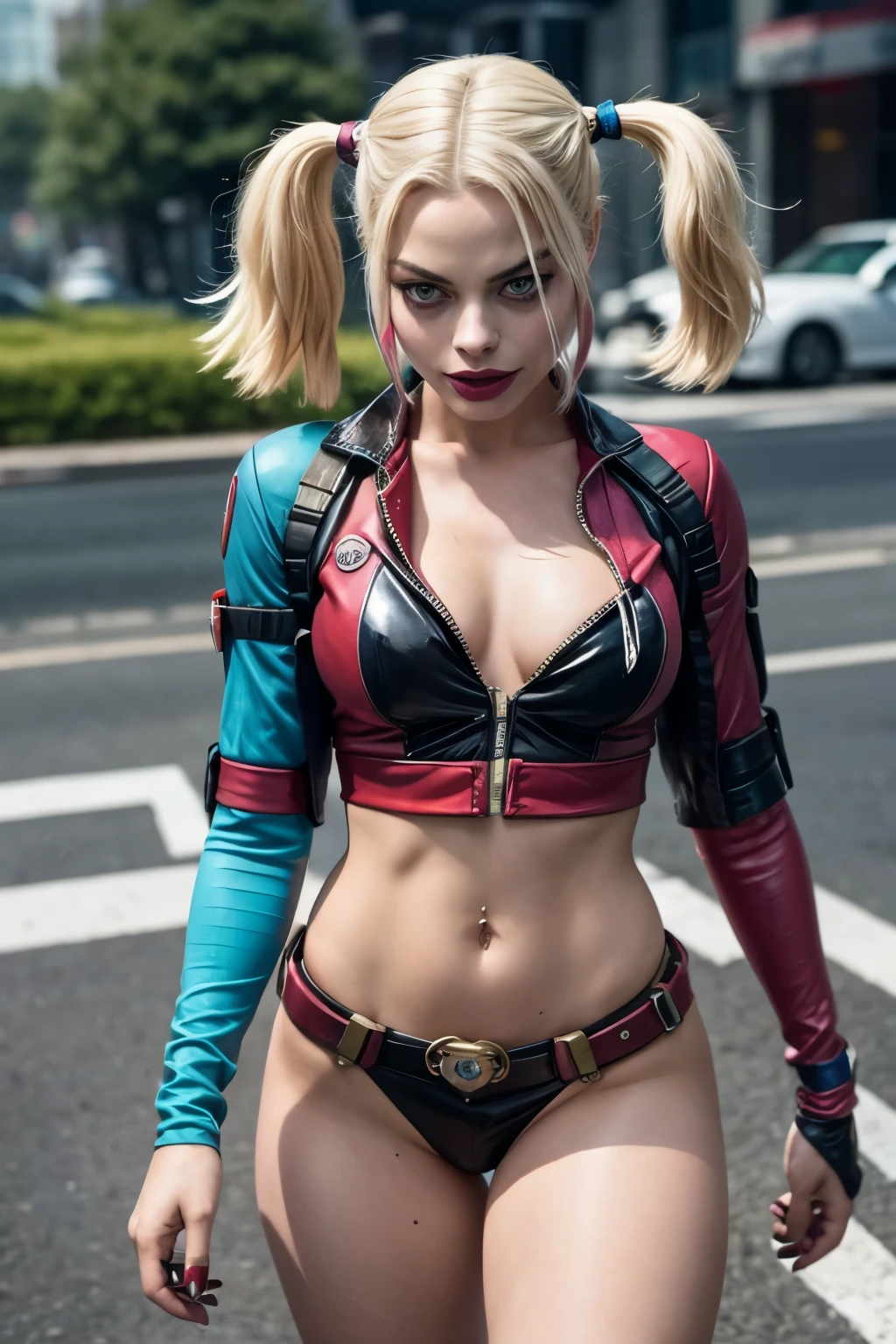 margot robbie、harley quinn(Suicide Squad)、sexy body、In the middle of the road