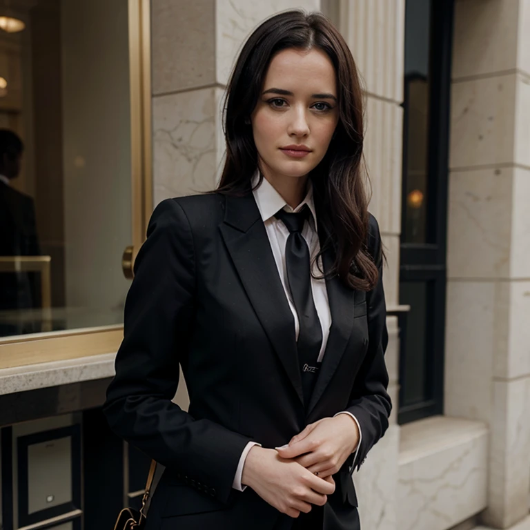 Eva Green dressed in a suit and tie