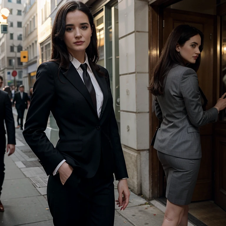 Eva Green dressed in a suit and tie