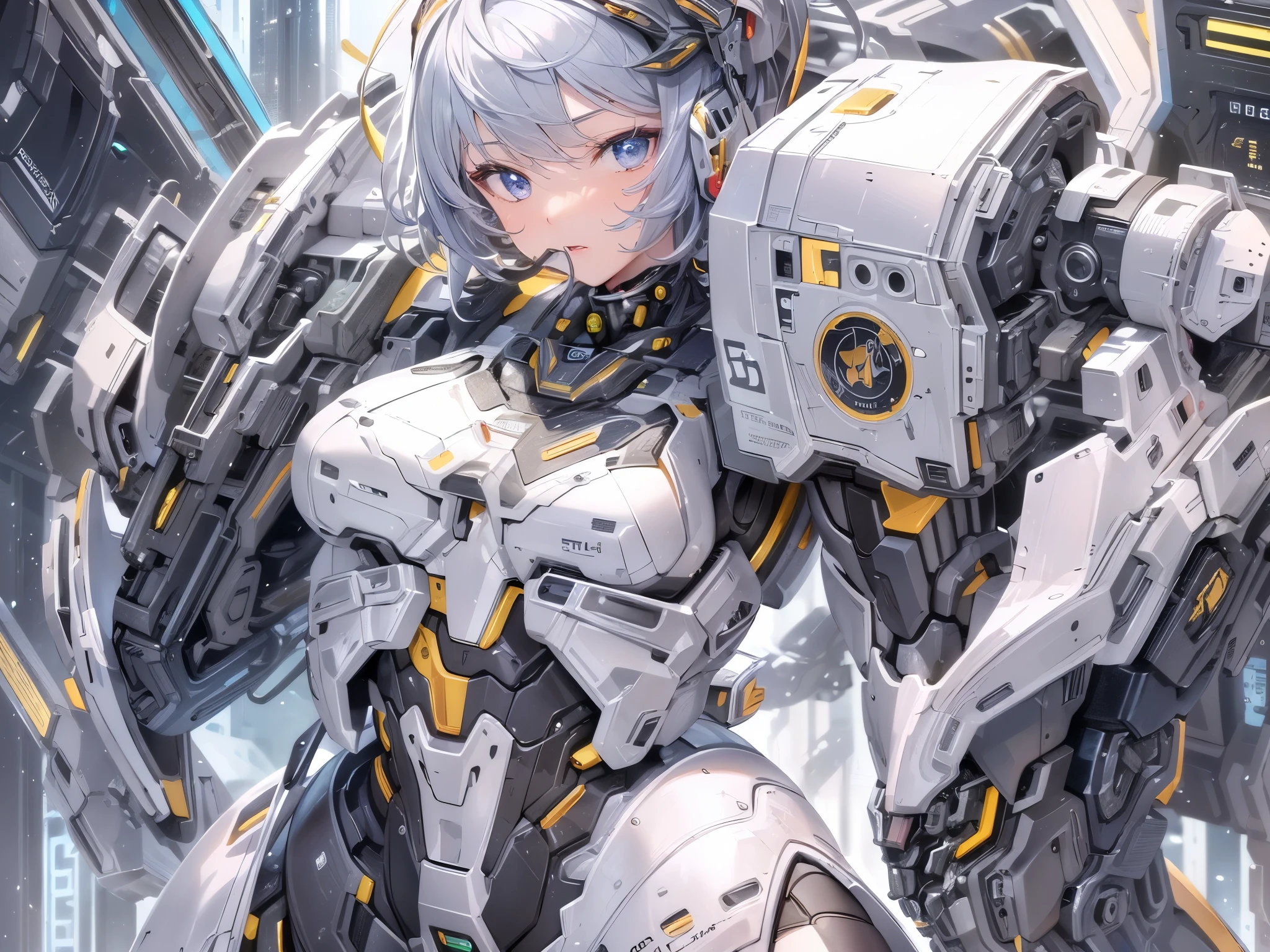 ((highest quality)),(ultra high resolution),(Super detailed),(detailed description),((The best CG)),(A masterpiece),super precision art,amazing drawing art,(Sci-fi art with precise details:1.5), (Mecha girl:1.5),