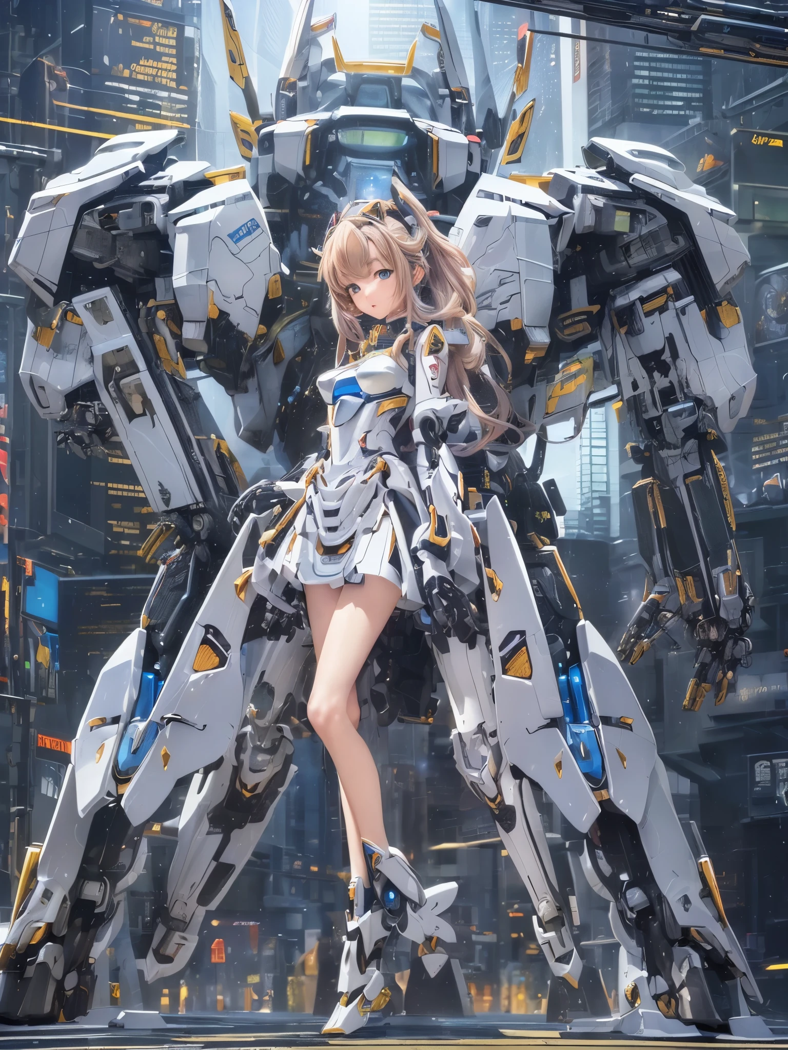 ((highest quality)),(ultra high resolution),(Super detailed),(detailed description),((The best CG)),(A masterpiece),super precision art,amazing drawing art,(Sci-fi art with precise details:1.5), (Mecha girl:1.5),