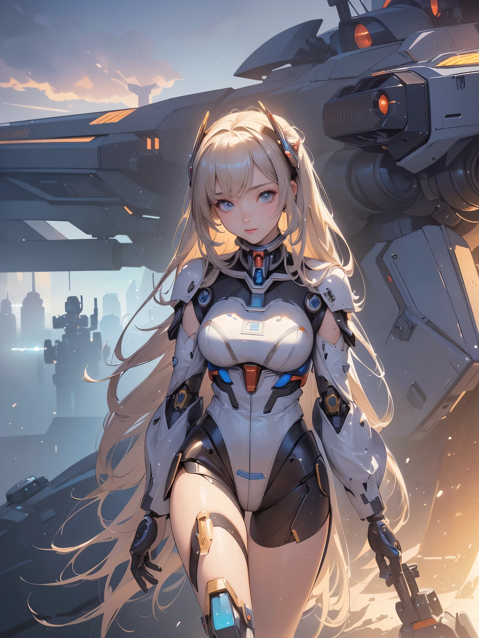 ((highest quality)),(ultra high resolution),(Super detailed),(detailed description),((The best CG)),(A masterpiece),super precision art,amazing drawing art,(Sci-fi art with precise details:1.5), (Mecha girl:1.5),