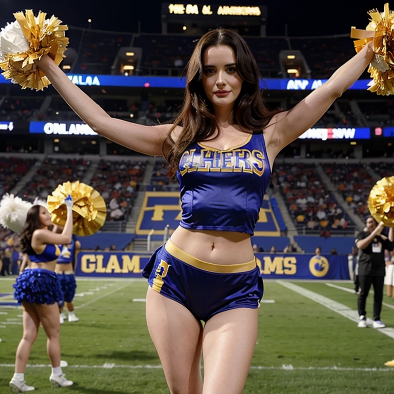 Eva Green dressed as a Los Angeles Rams cheerleader