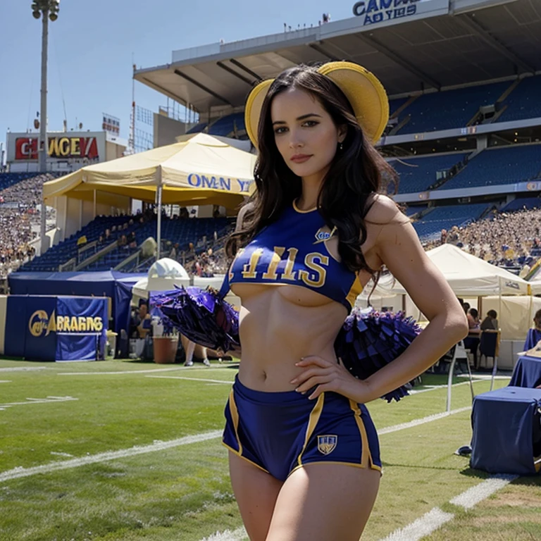 Eva Green dressed as a Los Angeles Rams cheerleader