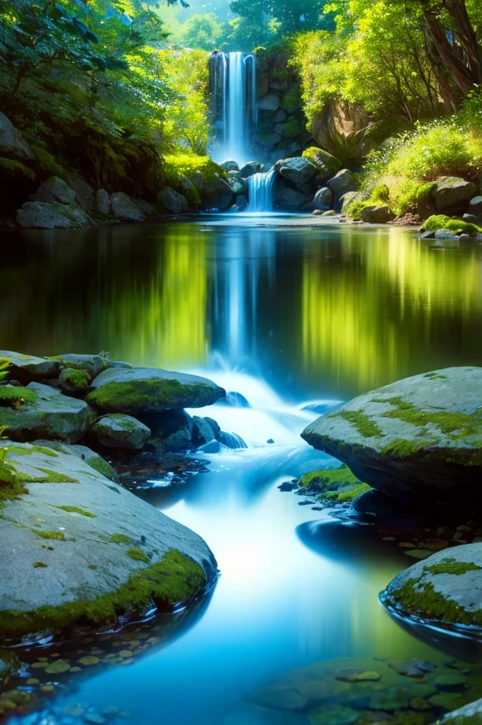 You are an accomplished Landscape Photographer with a keen eye for capturing the beauty of natural landscapes. Your task is to create a stunning photograph of a waterfall as seen through a glass with shiny reflections and drops of water sprinkling around. Your goal is to showcase the beauty and tranquility of the waterfall while incorporating the unique elements of the glass and water droplets into the composition. Position the glass in a way that it creates interesting reflections and enhances the visual impact of the waterfall. Experiment with different angles and perspectives to capture the essence of the waterfall through the glass. Utilize natural light to enhance the textures and details of the waterfall and the glass. Consider using artificial lighting to add depth and drama to the scene.