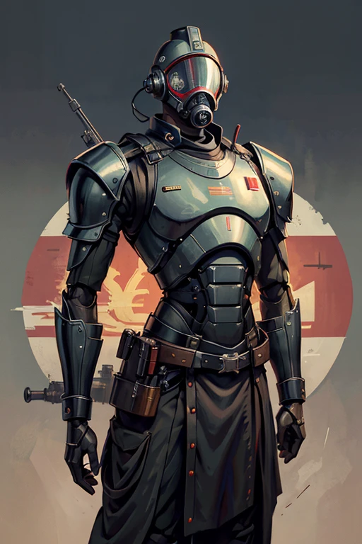 machine, automaton, military, robot, officer uniform, gas mask, soldier, communist, solo, simple background, humanoid, Russian, soviet, two eyes, circular eyes, tubing, dark, sword, officer's sword, feminine, flat-chested, black armor, tubing, helmet tubing, chest tubing, no breasts, flat chest, officer, soviet officer, soviet officer hat, solo, officer dress uniform, soviet uniform, 