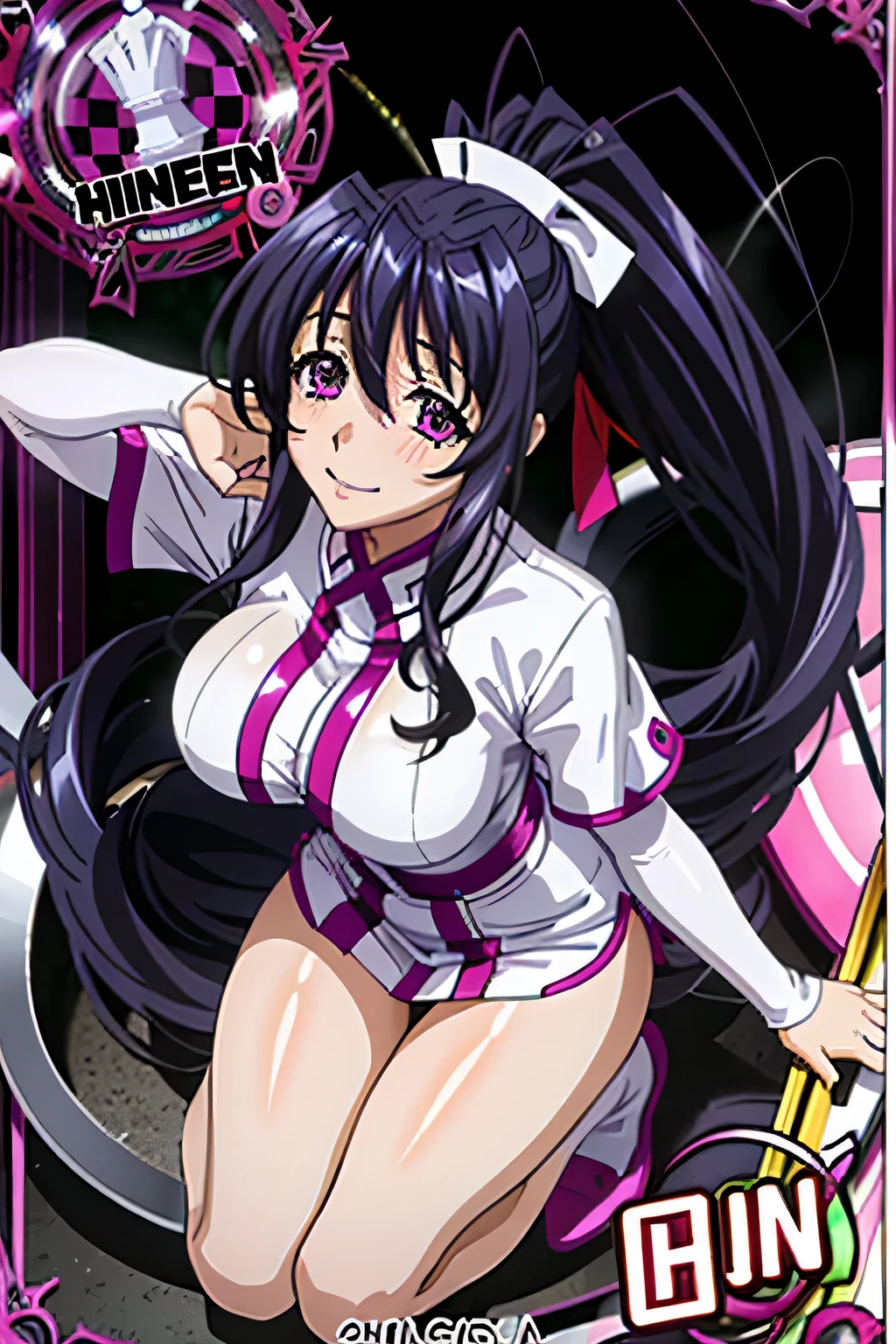 Himejima Akeno、long hair、(draw the eyes:1.2)、one person
、blush、smile
、You can see her chest
、squat
、white nurse uniform
、(highest quality)
、(fine skin:1.3)


