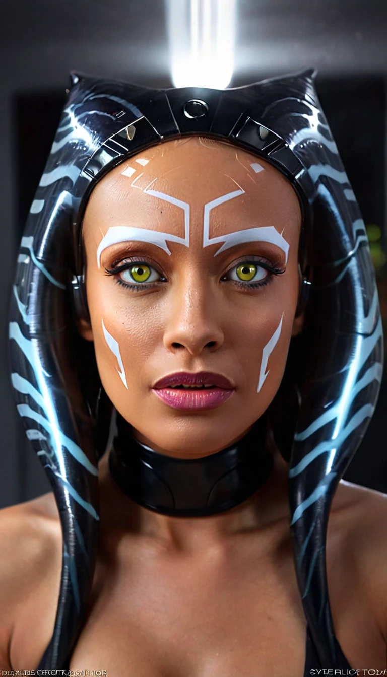 latex, bright yellow eyes, ultra-detailed,vibrant colors,sci-fi,portrait,dramatic lighting,detailed facial features,dark background,long hair,glowing eyes,futuristic clothing,expressionless face,metallic texture,bright highlights,high contrast,radiant colors,artificial intelligence theme,sharp focus,technological elements,shadows and highlights,ethereal glow,neon lights,stormy atmosphere,otherworldly setting,unconventional composition,sharp lines,sleek design,mysterious atmosphere,unearthly beauty,digital enhancements,advanced technology,glowing circuitry,abstract background,ominous presence,subtle reflections,energetic pose,unique perspective,foreshortening effect,symmetrical composition,imposing presence,dynamic energy,striking visual impact,translucent overlays,organic and mechanical fusion. 