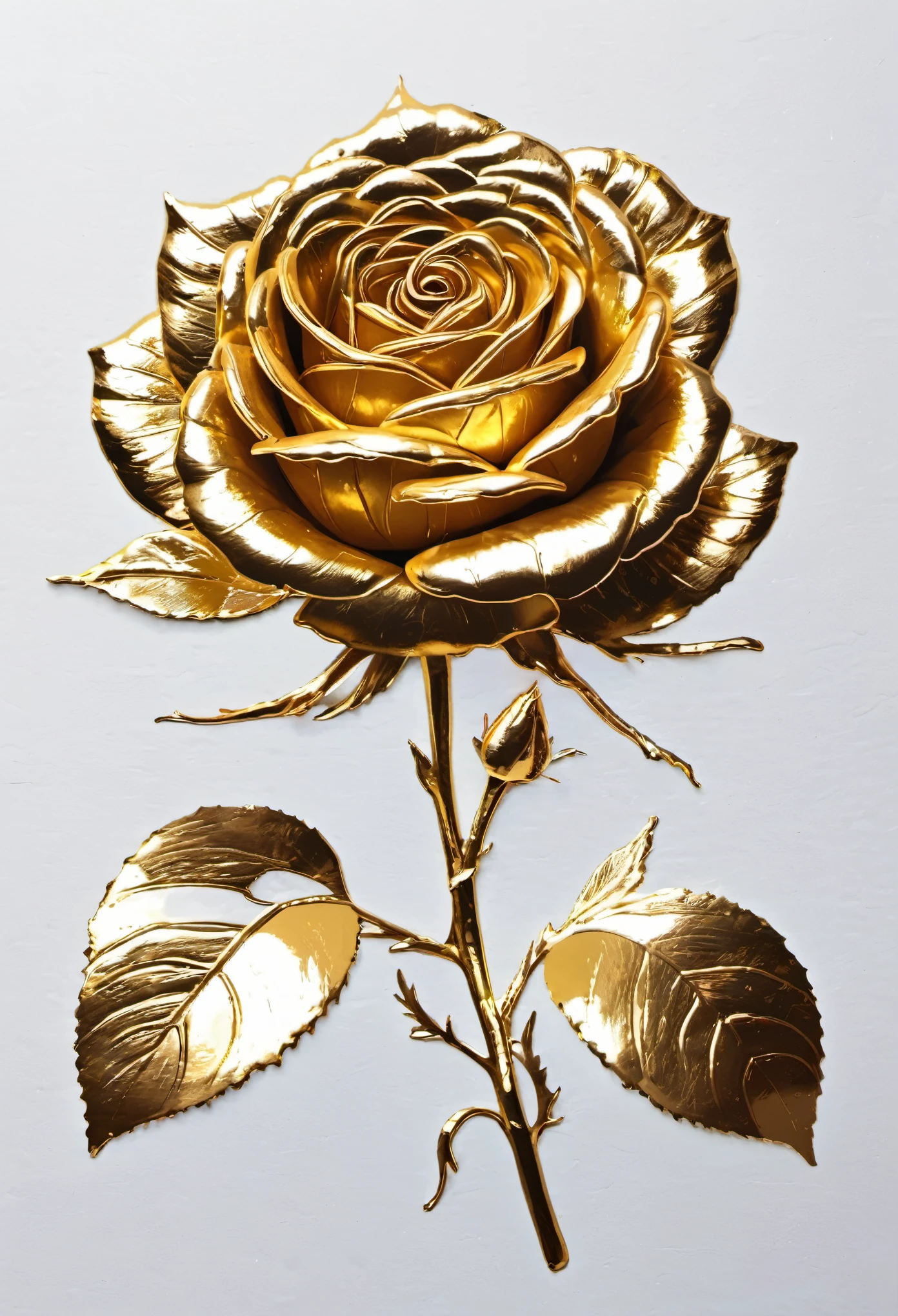 gold leaf art，Gold Foil Rose，illustration，
