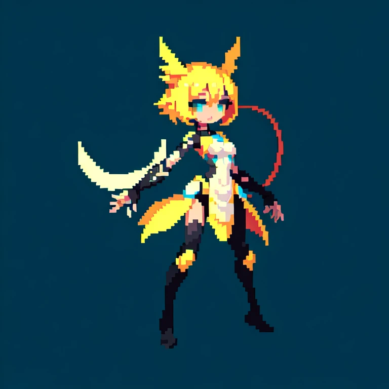 (masterpiece, top quality, best quality), pixel,pixel art,1girl with cyborb body,full body, 
 