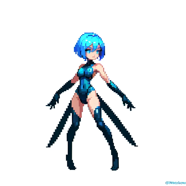 (masterpiece, top quality, best quality), pixel,pixel art,1girl with cyborb body,full body, 
 