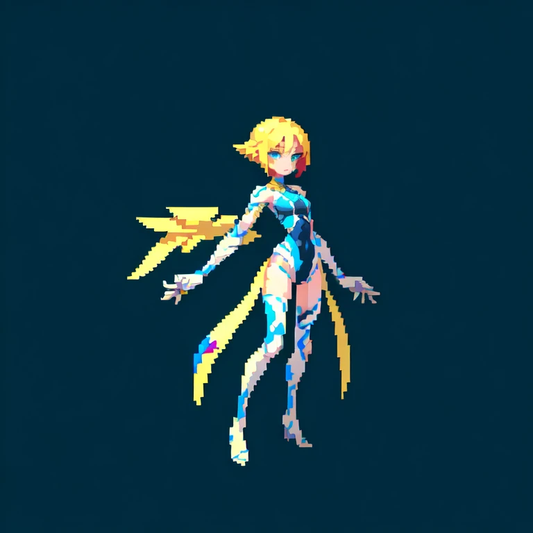 (masterpiece, top quality, best quality), pixel,pixel art,1girl with cyborb body,full body,