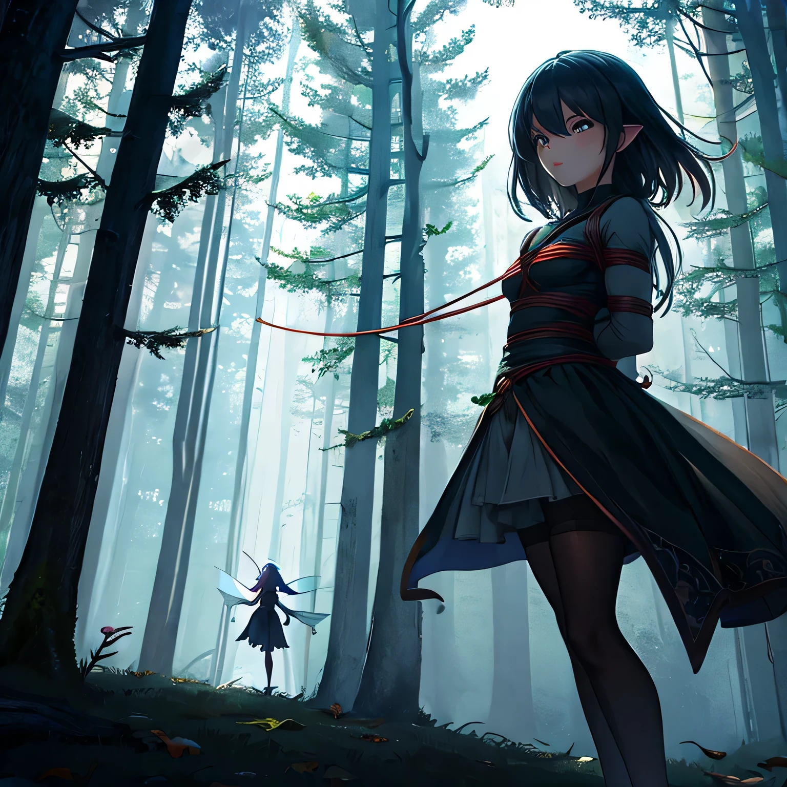 (a fairy)bound,fairy,gagged,ropes,helpless,fantasy,nighttime,forest,enchanted,moonlit,shadows,kidnapping,burglars,mysterious,unseen,danger,darkness],[cool colors,dark tones,moonlight,enchanted glow],[sharp shadows,soft glow,hazy atmosphere,ethereal,foreboding,dreamlike],[best quality,highres,masterpiece:1.2],[fantasy,concept artists,dark fantasy],[studio lighting]
