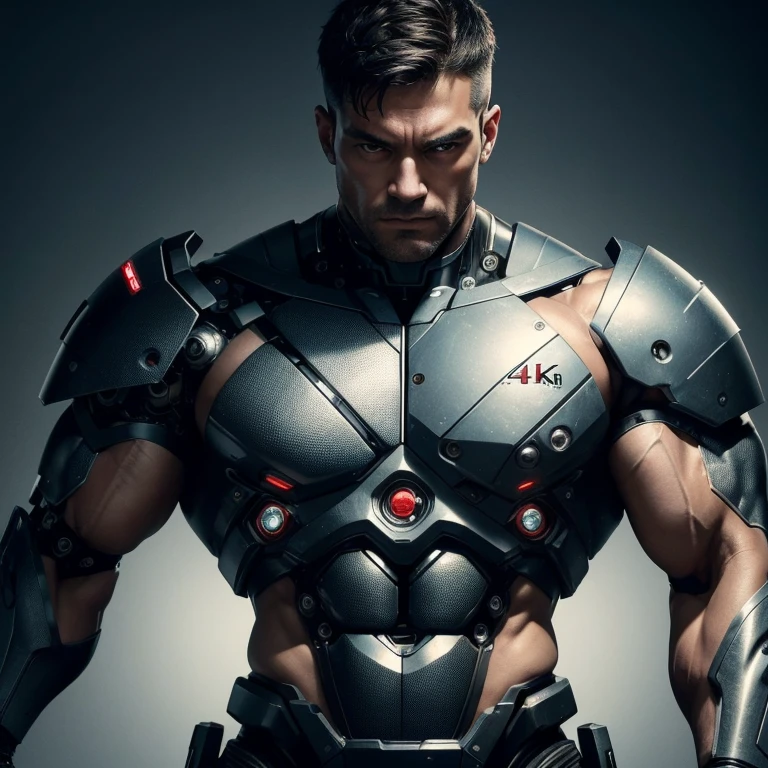 (masterpiece, top quality, best quality,4k,8k,HD,ultra HD), 1man with cyborg body and muscle,upper body