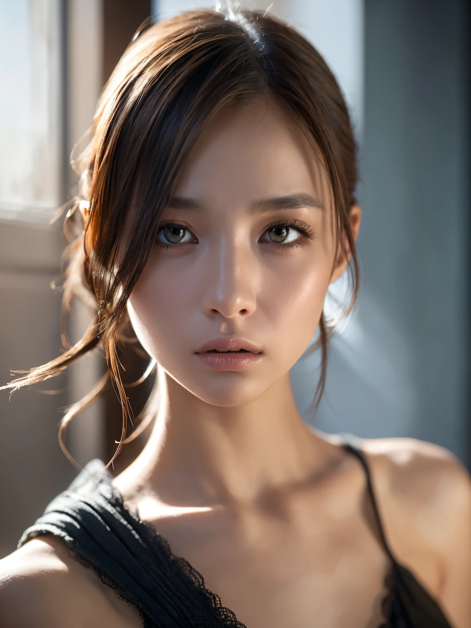 "masterpiece, best quality, (ultra-detailed, realistic, physically-based rendering, professional, vivid colors, sharp focus:1.2), studio lighting, bokeh, horror, concept artists, sci-fi, extremely detailed eyes and face, beautiful detailed eyes, beautiful detailed lips, long eyelashes, nonetheless, nonetheless with meticulous details, next-gen rendering technology, painting-like texture, emotive, layered tones, unconventional composition, unsettling atmosphere, ethereal beauty, surreal elements, extended dynamic range, soft shadows and highlights, dramatic lighting effects, intense contrast, breath-taking moment, impressive depth of field, illusion and reality blend, exquisite details in every corner, mysterious and intriguing, dreamlike visage, enchanting essence, captivating presence, intense emotional expression, strong storytelling aura."