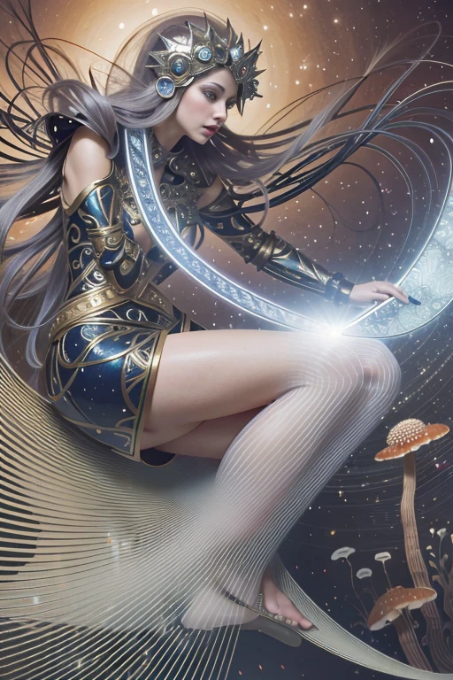 ((Best Quality, 8k, Masterpiece :1.3)) beautiful woman: 1.3, beautiful face with good sharpness, woman in position 69 with another woman, full body, saturated colors, psychedelic image, LSD, mandala, fractral, costume, tattoo, painted body, wedding outfit, body leaning forward, art similar to Alex Grey's art, lots of color saturation, vortex, ultra realistic, planet earth, galaxy, with lots of lighting, shading and contrast, RPG, mage, eyes well centered and with contrast, 3D depth, royal costumes