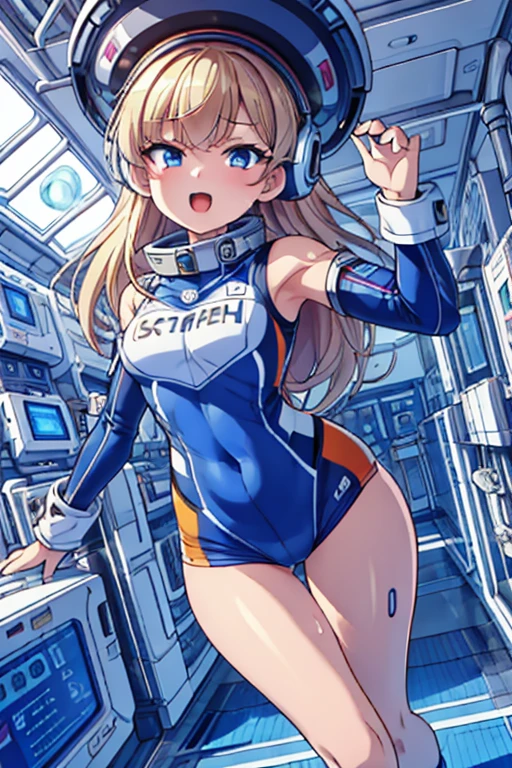 top-quality,Top image quality,in 8K,4K,masterpiece,ultra-detailliert,Beautiful,ultra-quality, best quality,high resolution, ultra-detailed,game cg,dutch angle,(acrobatic pose):5,jumping:5,(inside spacestation,)beautiful detailed eyes,five fingers,headphone,nsfw,a beauty girl,(astrovest):5,(track uniforms),wet,(steam:1.5),Running form,open open mouth,(blonde hair),(long hair):2,Navel,space_station_interior, exercise_room, futuristic, high_technology, zero_gravity_exercise_equipment, high_resolution_landscape, sleek_design, minimalistic, 8K_resolution, game_cg_style, Dutch_angle, detailed_character, track_uniform, perfect_running_form, intense_expression, detailed_eyes, determination, steam:1.5, beauty, strength, five_fingers, visible_navel, open_mouth, ultra_quality, high_resolution, ultra_detailed,astrovest