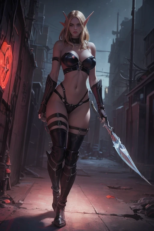 red eyes, sylvanas_windrunner, sylv-lora, 1girl, elf, , will be depicted in the futuristic world of "Aeon Flux". The artwork will be created using the medium of digital illustration. The image quality should be at its best, with a resolution of 4k or 8k. It should be ultra-detailed and have a realistic, photorealistic appearance. The colors should be vivid and the lighting should be carefully designed to enhance the overall atmosphere of the scene.
In the artwork, red eyes, sylvanas_windrunner, sylv-lora, 1girl, elf, character will be portrayed with beautiful, detailed eyes and lips, Her face will be extremely detailed, capturing her unique features and expressions. She will be shown in a dynamic pose, reflecting her strong and confident personality. The background will be a futuristic cityscape, showcasing the sci-fi elements of the "Aeon Flux" universe. The city will be presented in a dark and moody color palette, with neon lights illuminating the streets. The composition will have a strong sense of depth, with layers of buildings and structures creating a visually striking image.
The artwork will have a professional and polished look, with sharp focus and ultra-fine painting details. The use of HDR and studio lighting will further enhance the realism of the scene. The overall style of the artwork will be influenced by concept artists, combining elements of science fiction and dystopia. The final result should be a masterpiece that captures the essence of "Aeon Flux" and portrayal of the red eyes, sylvanas_windrunner, sylv-lora, 1girl, elf, iconic character.