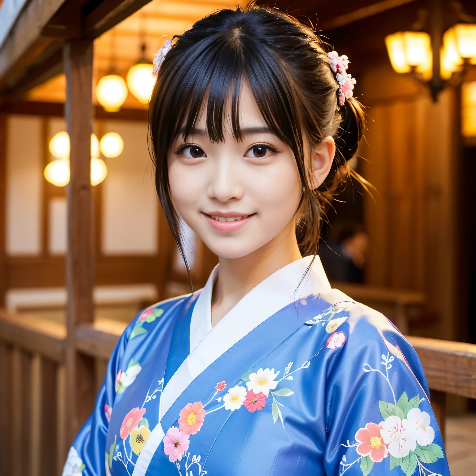 wearing only FURISODE, Best-quality, Masterpiece, Ultra-High-Resolution, (Photorealistic:1.4), Raw-Photo, 1girl, solo, 20-years-old, the most famous Japanese idol, extremely cute face, extremely cute big-black-eyes, extremely cute hairstyle, extremely beautiful and extremely realistic skins, extremely cute eyelashes, extremely cute lips, cowboy-shot, innocent-smile, dynamic-pose, detailed FURISODE