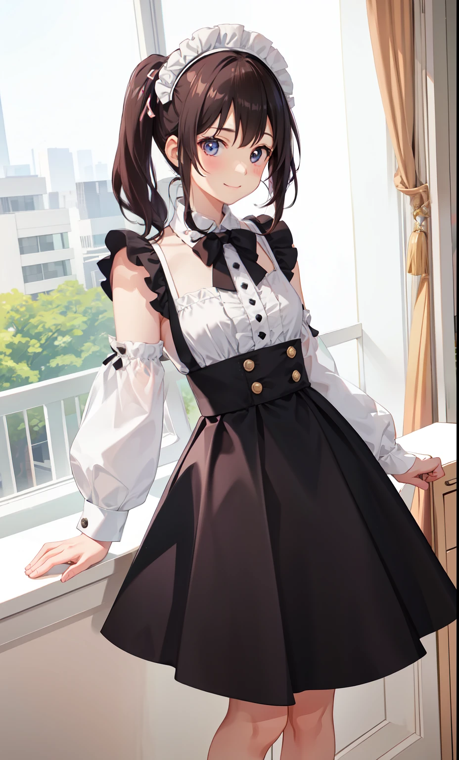 girl、かわいいgirl、smile、shirt、blouse、skirt、Maid Costume、(small breasts)、Flat chest、