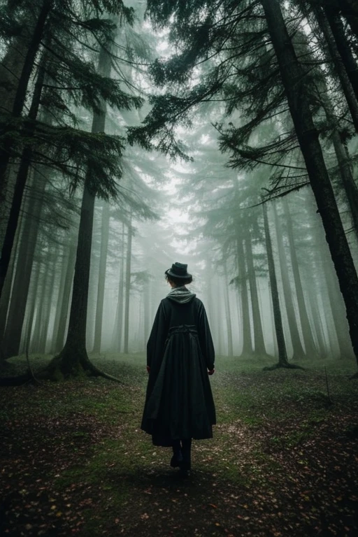 ((highest quality)), ((masterpiece)), (be familiar with), It was foggy, Unlucky, And the strange haunted forest。An ancient and hidden ritual is taking place、A haunted forest with no escape。.fantasy,nostalgic