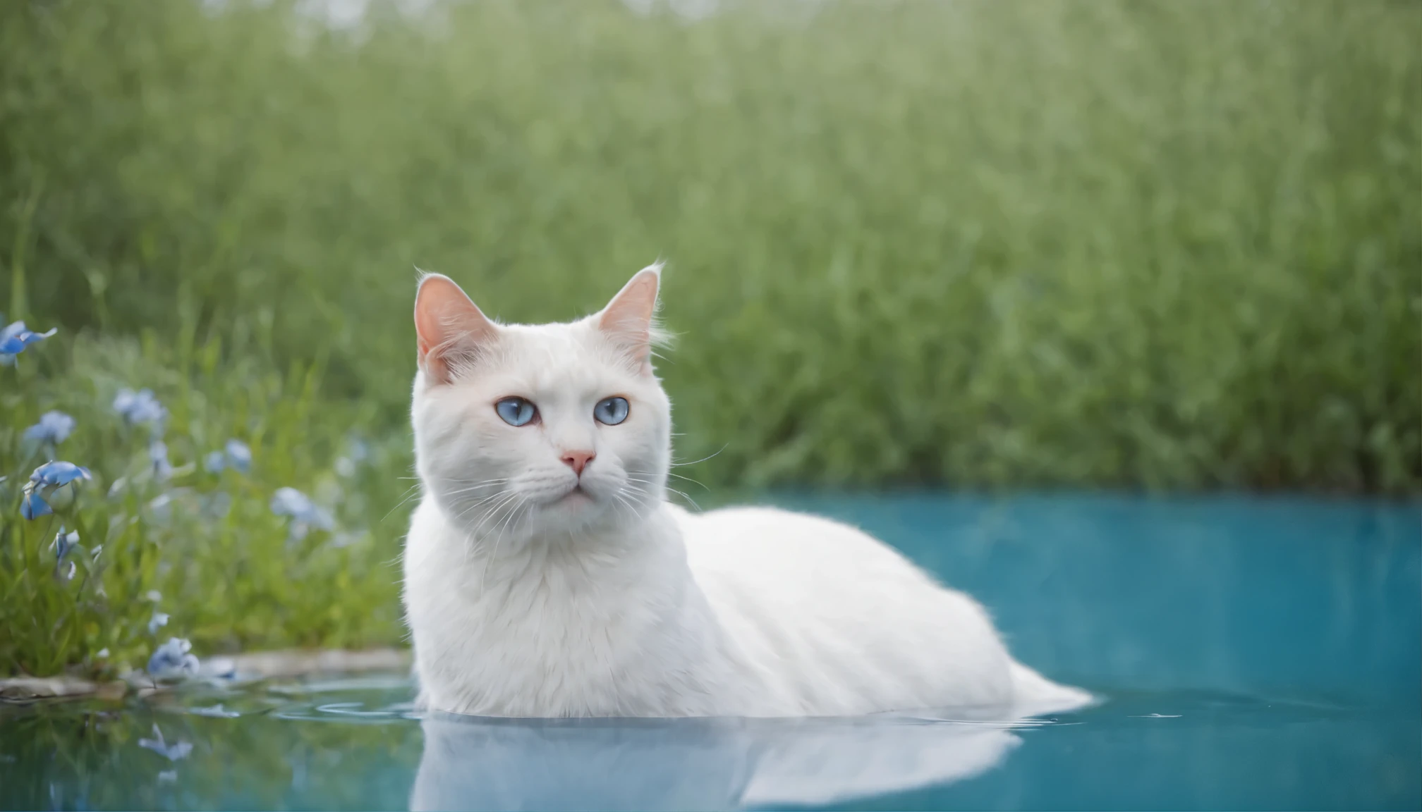 Blue Pond, Biei, Hokkaido、Cat