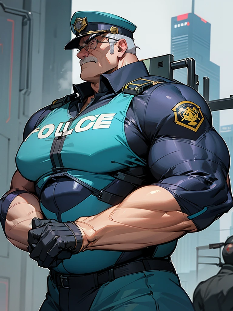 Daddy,fat body,muscle, police suit,old man