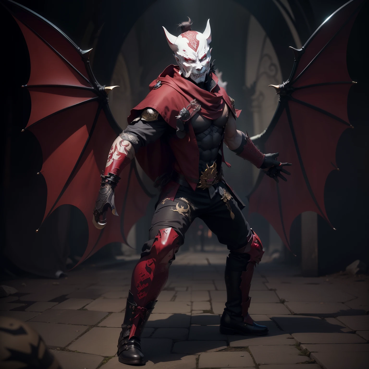 a close up of a person standing on a stage with a fire, demon male, djinn man male demon, male djinn man demon hybrid, muscled humanoid balrog demon, human male demon, raziel irl, man male demon, ruler of inferno, evil devious male, male vampire of clan banu haqim, the former demon king