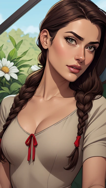 Personagem Salma Hayek (nua roupas nua pelada sem roupas) imagem de desenho animado de uma mulher jovem .cartoon style illustration, estilo de arte dos desenhos animados,digital illustration style, design de personagens altamente detalhado, arte digital detalhada profissional, floresta Design de personagens de retrato, beautiful digital illustration, retrato de alta qualidade, Arte em quadrinhos, mulher jovem. expression of sexual desire well-aligned braided hair . Roupas leves de primavera