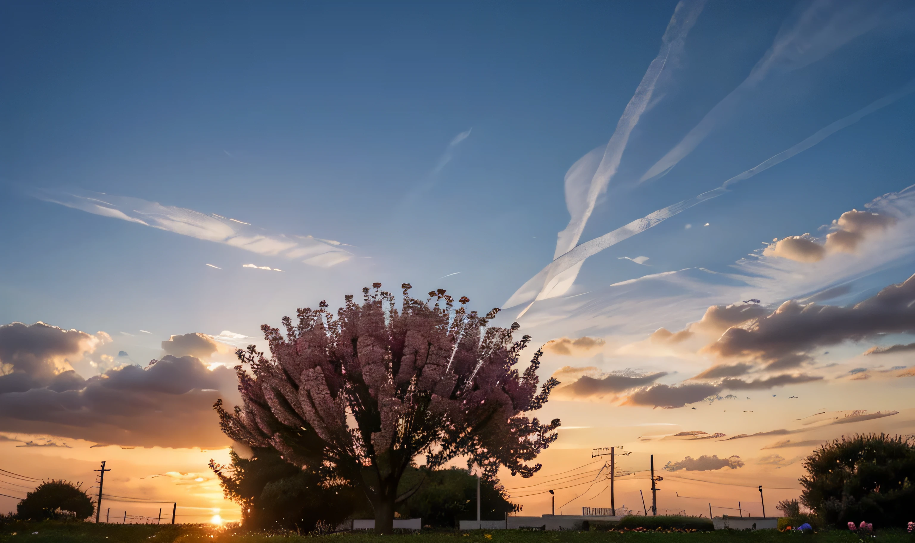 Flores de cerezo en un atardecer de primavera 