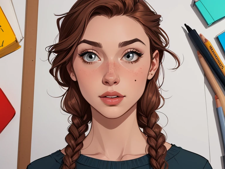 Personagem (nua roupas nua pelada sem roupas) imagem de desenho animado de uma mulher jovem .cartoon style illustration, estilo de arte dos desenhos animados,digital illustration style, design de personagens altamente detalhado, arte digital detalhada profissional, floresta Design de personagens de retrato, beautiful digital illustration, retrato de alta qualidade, Arte em quadrinhos, mulher jovem. expression of sexual desire well-aligned braided hair . Roupas leves de primavera