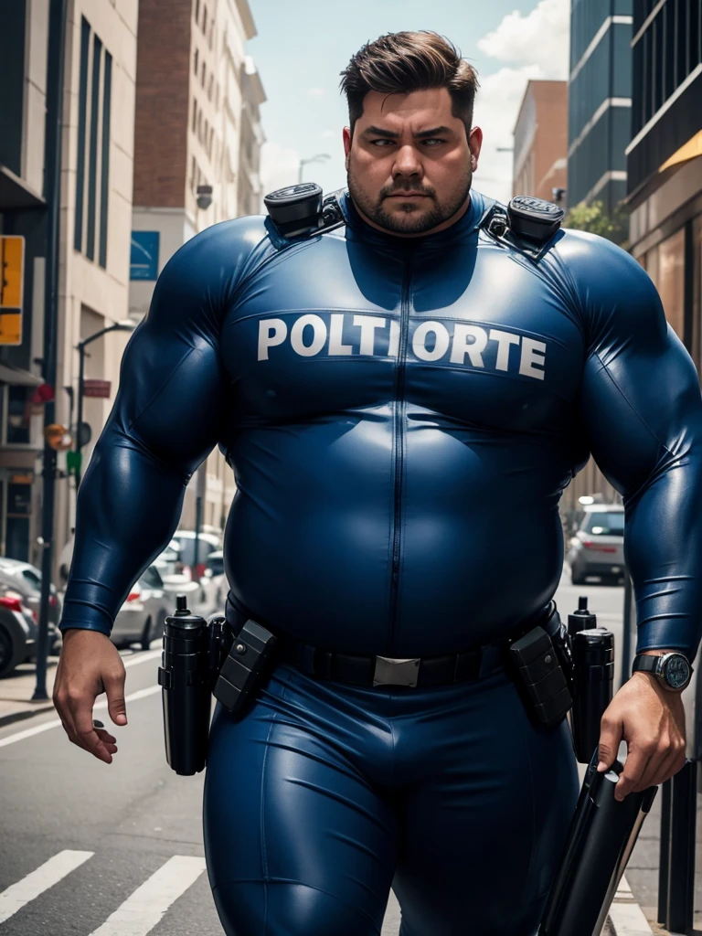 Daddy,fat body,muscle, police suit