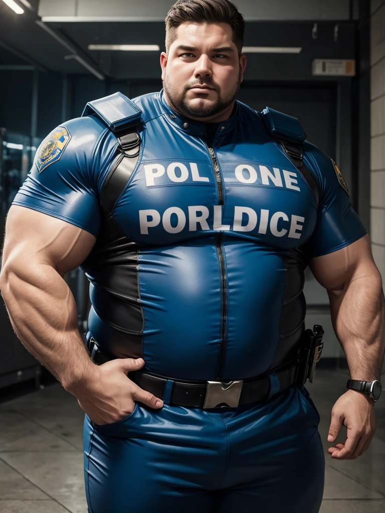 Daddy,fat body,muscle, police suit