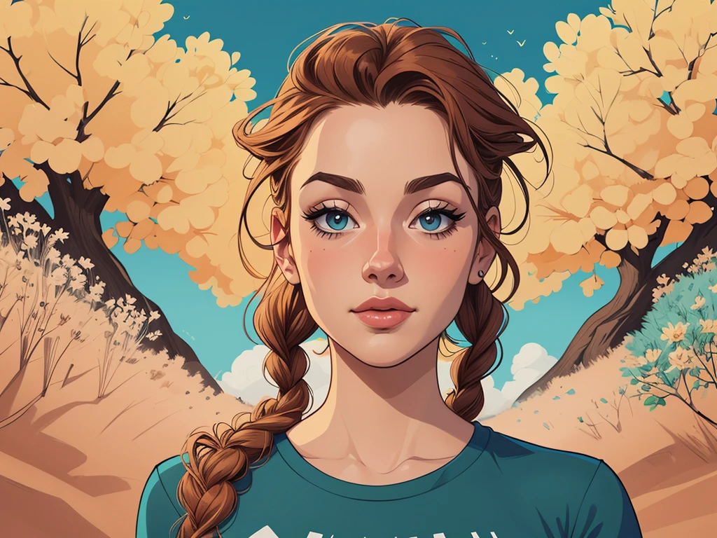 Personagem (nua roupas nua pelada sem roupas) imagem de desenho animado de uma mulher jovem .cartoon style illustration, estilo de arte dos desenhos animados,digital illustration style, design de personagens altamente detalhado, arte digital detalhada profissional, floresta Design de personagens de retrato, beautiful digital illustration, retrato de alta qualidade, Arte em quadrinhos, mulher jovem. expression of sexual desire well-aligned braided hair . Roupas leves de primavera