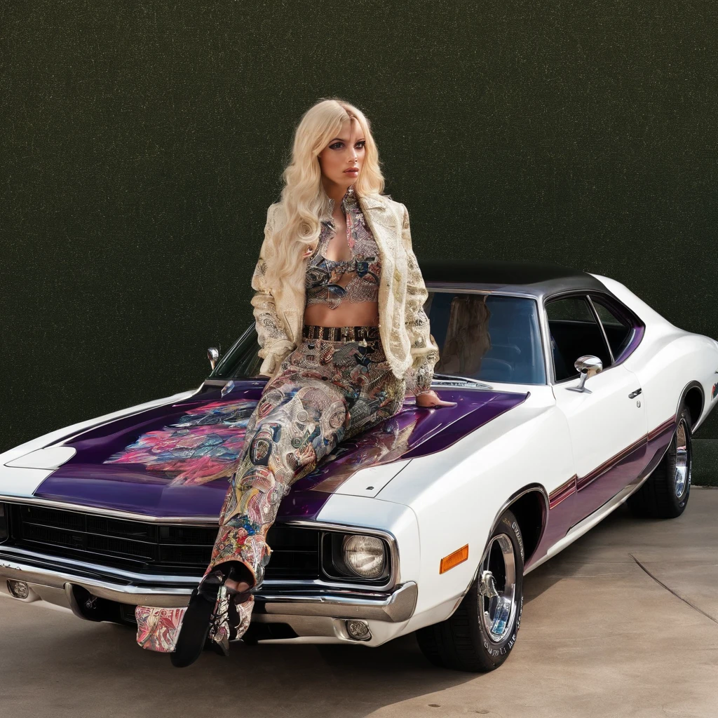Super exotic Dodge Daytona 1970 model tricked out lowrider Style