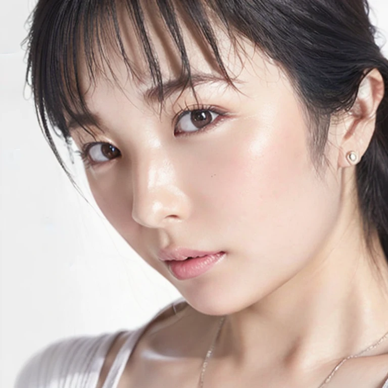 ((Top Quality)), ((8K)), ((Masterpiece: 1.3)), (Perfect Appearance), (Photorealism: 1.6), 1girl, solo, (extremely small breasts:1.8), ((Realistic skin texture 1.9)), (Fine wrinkles throughout the skin: 1.6), (Dull skin: 1.4), (Skin without moisture: 1.5) , (Wrinkles on the face: 0.9), (Wrinkles on the corners of the eyes: 1.4), Double eyelids, tear bags on the lower eyelids,