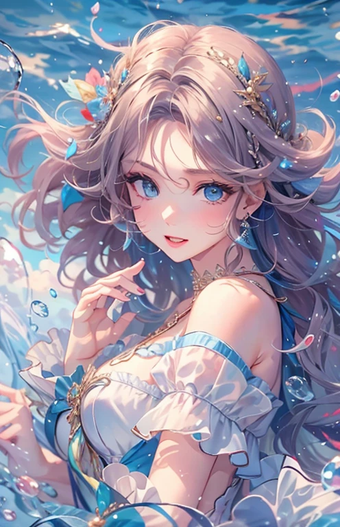 ((highest quality)), ((masterpiece)), (get used to it), perfect face , beautiful girl , Mermaid Girl , in the beautiful sea , in the beautiful sea ,