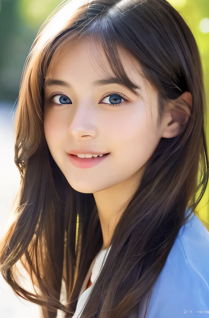 (((32k,high details,high detail、masterpiece,attention to detail,alone))),Raw photo & realistic atmosphere,beautiful dark blue eyes,detailed mouth,glossy lips,thin eyebrows,fine eyes、Soft white skin that shines in every detail、her deep black eyes are so beautiful,Lip details、very beautiful face,very well-shaped face、lifelike face,Beautiful, shining lips,beautiful eyebrows,infinite reality, Realistic young gravure idol,she'she'she'she'very cute woman , young gravure idol, young gravure idol, Very beautiful and cute 1Beautiful girl 19 years old,incredibly beautiful and classy1Beautiful girl 19 years old,natural soft light,(shiny hair,,Beautiful and kind eyes:1.5),gentle smile,well-shaped chest,medium long hair,Ties hair into one,beautiful posture,no makeup,look ahead,