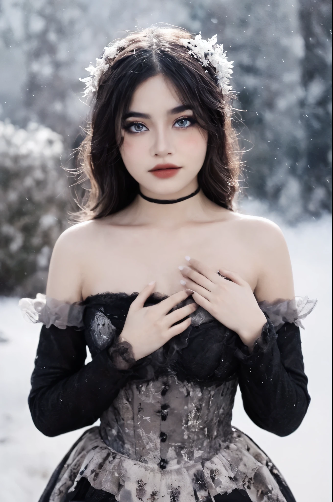 Beautiful eyes, look at viewer, black eyes, realistic, perfect eyes