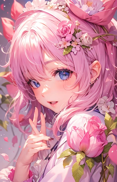 ((highest quality)), ((masterpiece)), (get used to it), perfect face , beautiful girl , Valentine , pink ,