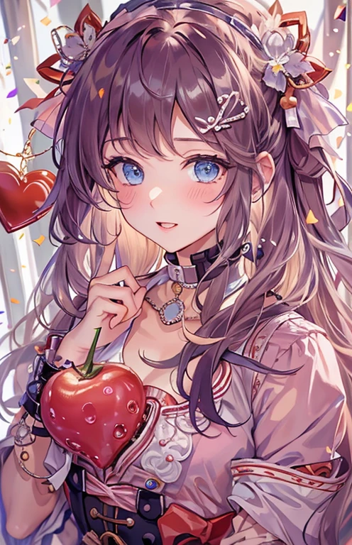 ((highest quality)), ((masterpiece)), (get used to it), perfect face , beautiful girl , Valentine , pink ,