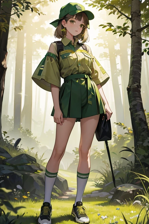 She has short, shoulder-length straight hair that is a coffee brown color and is usually pulled behind her ears.

Her Poppy Rangers outfit consists of a light-moss green short-sleeve shirt, overlaid with a yellow bandana around the collar with a single olive stripe across the middle. As well, this includes green-toned khaki shorts, tennis shoes of the same color, and tube socks underneath. Over-top the entire outfit is a dark green sash. SPARKLE; GLITTER