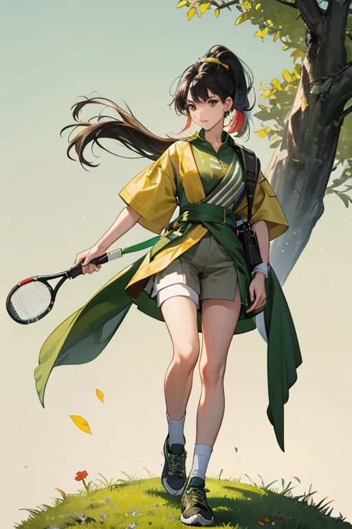 She's quite tall and has a slender build. Her long, black hair is pulled back into a ponytail and light brown streaks can be seen throughout. She is also of Vietnamese ancestry, but is unrevealed.

Her Poppy Rangers outfit consists of a light-moss green short-sleeve shirt, overlaid with a yellow bandana around the collar with a single olive stripe across the middle. As well, this includes green-toned khaki shorts, tennis shoes of the same color and tube socks underneath. Over top the entire outfit is a dark green sash.  SPARKLE; GLITTER
