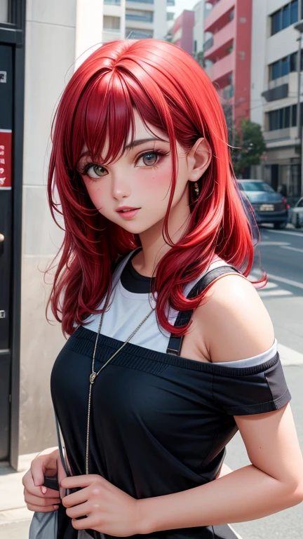 1,chica,Hiedra real del orgullo,cabello rojo,ojos morados, , calidad HD ultra detallada