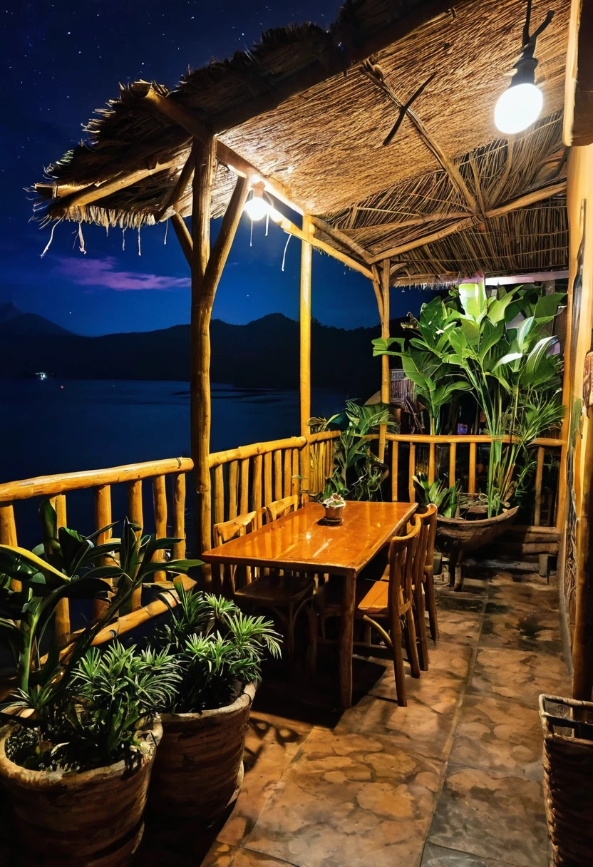 Una foto de un restaurante un poco lujoso en guatemala de noches